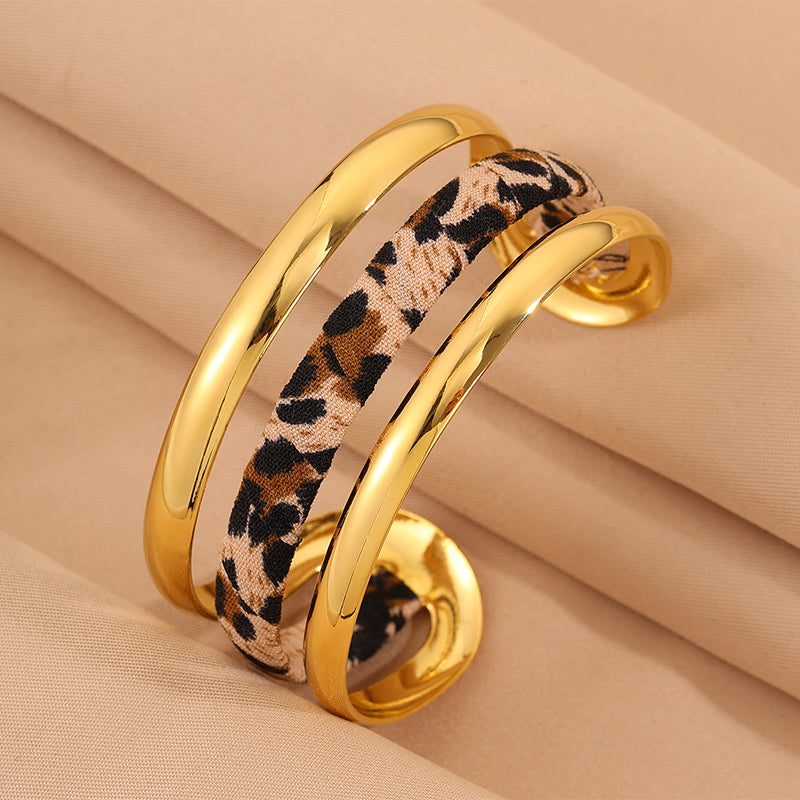 Roman Style Solid Color Bangle For Super Bowl Featuring 304 Stainless Steel With 18K Real Gold Plated And Stone-Free Inlay