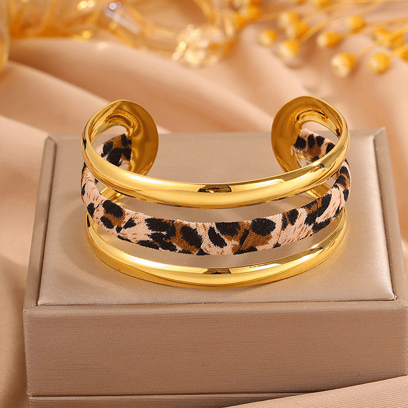 Roman Style Solid Color Bangle For Super Bowl Featuring 304 Stainless Steel With 18K Real Gold Plated And Stone-Free Inlay