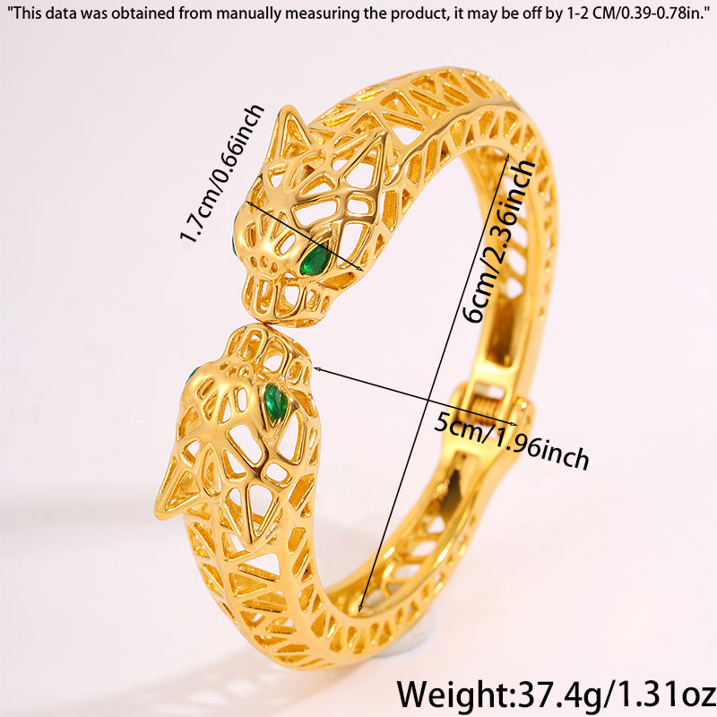 Maillard Style Cheetah Print Bangle For New Year Featuring 304 Stainless Steel With 18K Real Gold Plated And Stone-Free Inlay