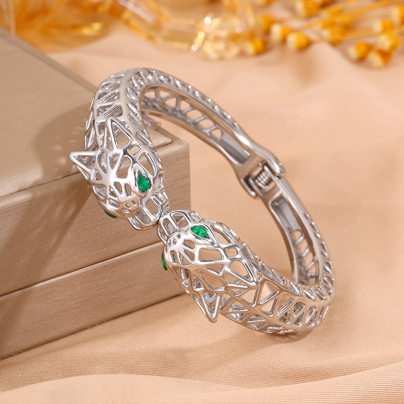 Maillard Style Cheetah Print Bangle For New Year Featuring 304 Stainless Steel With 18K Real Gold Plated And Stone-Free Inlay