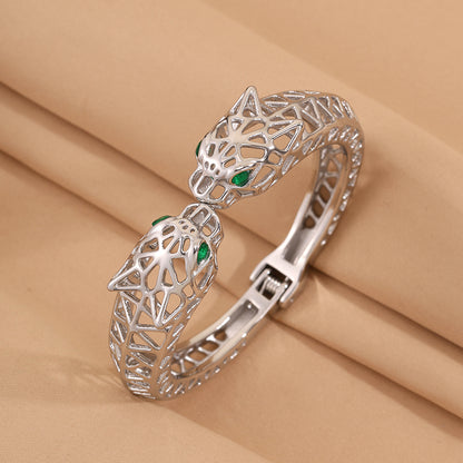 Maillard Style Cheetah Print Bangle For New Year Featuring 304 Stainless Steel With 18K Real Gold Plated And Stone-Free Inlay