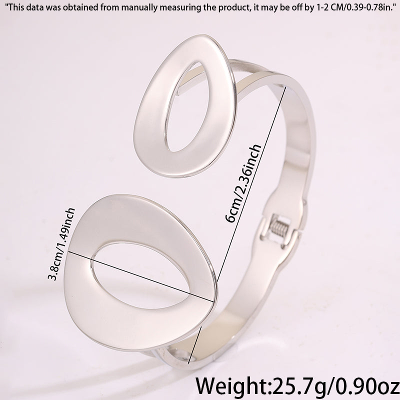 Solid Color Bangle For Wedding Season, Unisex 304 Stainless Steel With 18K Real Gold Plated, Stone-Free Design