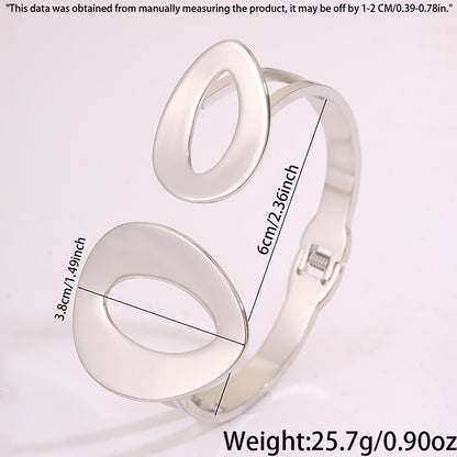 Solid Color Bangle For Wedding Season, Unisex 304 Stainless Steel With 18K Real Gold Plated, Stone-Free Design