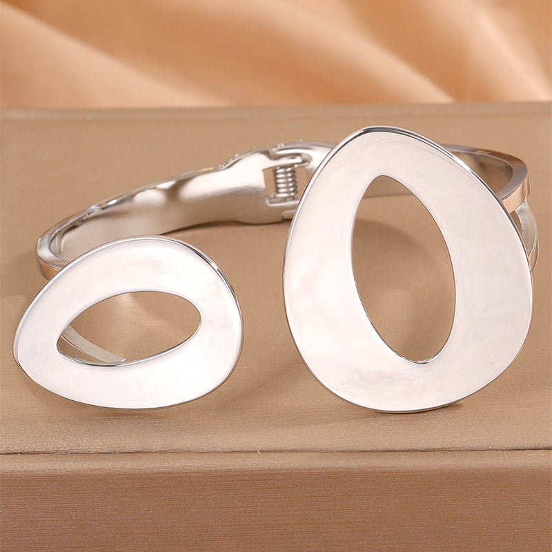 Solid Color Bangle For Wedding Season, Unisex 304 Stainless Steel With 18K Real Gold Plated, Stone-Free Design