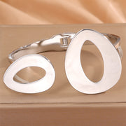 Steel Color Spring Two Hollow Circle Bracelet