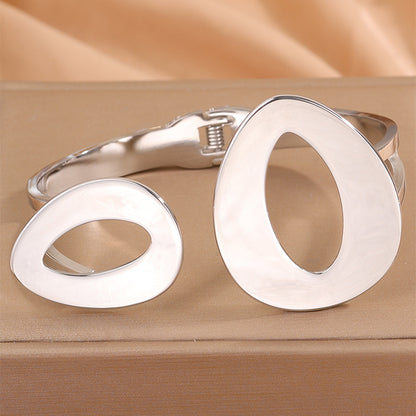 Solid Color Bangle For Wedding Season, Unisex 304 Stainless Steel With 18K Real Gold Plated, Stone-Free Design