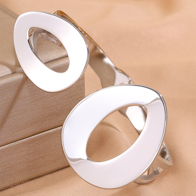Solid Color Bangle For Wedding Season, Unisex 304 Stainless Steel With 18K Real Gold Plated, Stone-Free Design