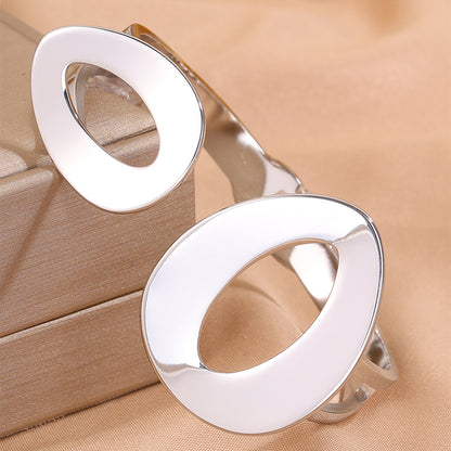 Solid Color Bangle For Wedding Season, Unisex 304 Stainless Steel With 18K Real Gold Plated, Stone-Free Design