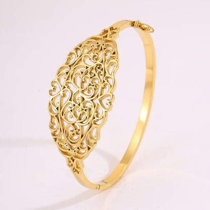 Solid Color Unisex Bangle For Super Bowl Featuring 304 Stainless Steel With 18K Real Gold Plated And Stone-Free Inlay