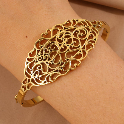 Solid Color Unisex Bangle For Super Bowl Featuring 304 Stainless Steel With 18K Real Gold Plated And Stone-Free Inlay