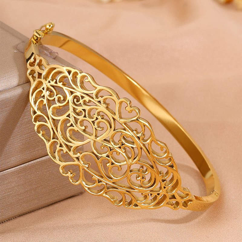 Solid Color Unisex Bangle For Super Bowl Featuring 304 Stainless Steel With 18K Real Gold Plated And Stone-Free Inlay