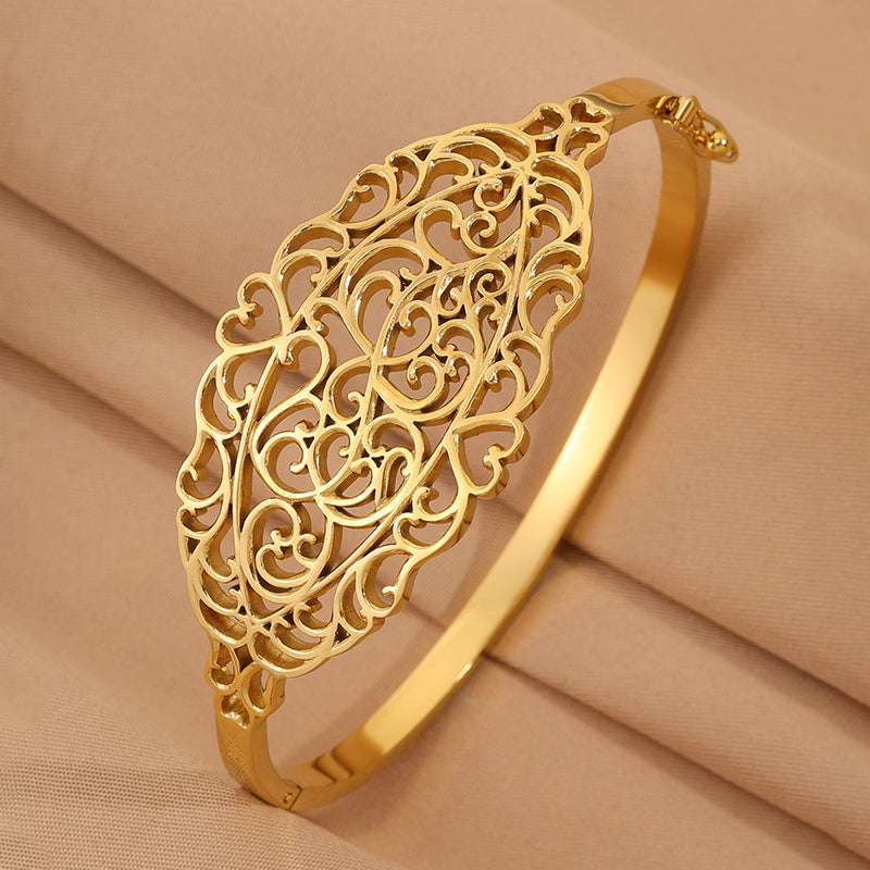 Solid Color Unisex Bangle For Super Bowl Featuring 304 Stainless Steel With 18K Real Gold Plated And Stone-Free Inlay