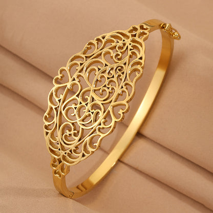 Solid Color Unisex Bangle For Super Bowl Featuring 304 Stainless Steel With 18K Real Gold Plated And Stone-Free Inlay