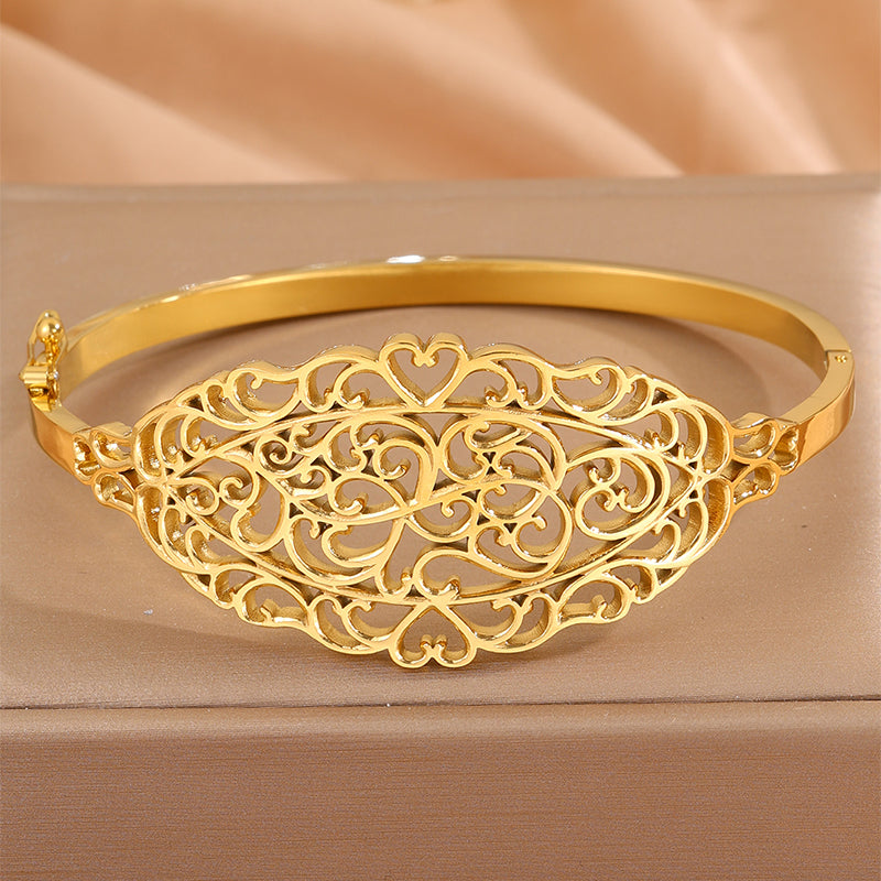 Solid Color Unisex Bangle For Super Bowl Featuring 304 Stainless Steel With 18K Real Gold Plated And Stone-Free Inlay