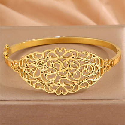 Solid Color Unisex Bangle For Super Bowl Featuring 304 Stainless Steel With 18K Real Gold Plated And Stone-Free Inlay