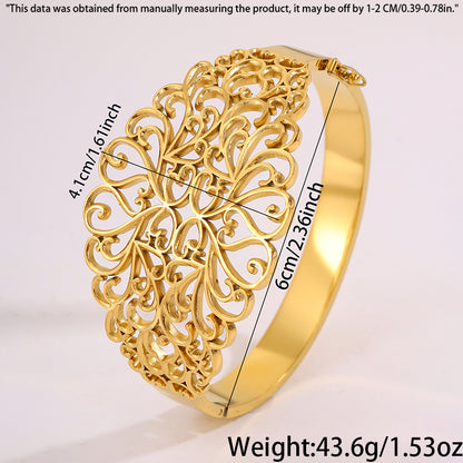 Bohemian Solid Color Bangle For Super Bowl Featuring 304 Stainless Steel With 18K Real Gold Plated Finish And Stone-Free Inlay