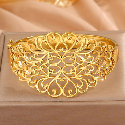 Solid Color Nordic Style Bangle For Super Bowl Featuring 304 Stainless Steel With 18K Real Gold Plated And Stone-Free Inlay
