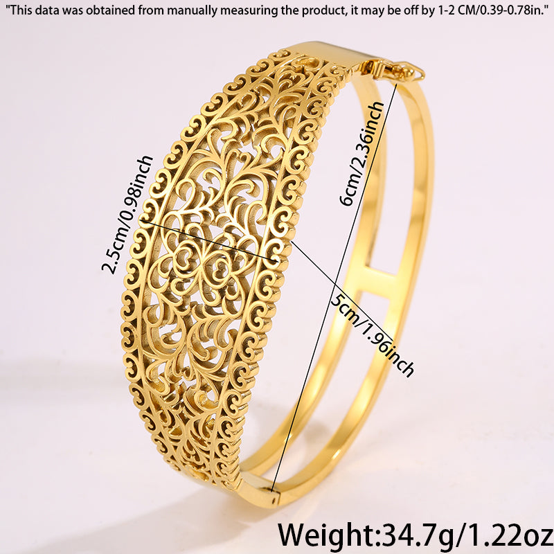 Solid Color Roman Style Bangle For Super Bowl Featuring 304 Stainless Steel With 18K Real Gold Plated And Stone-Free Inlay