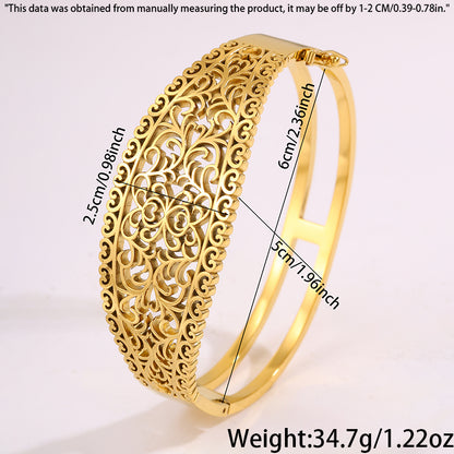 Solid Color Roman Style Bangle For Super Bowl Featuring 304 Stainless Steel With 18K Real Gold Plated And Stone-Free Inlay