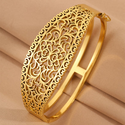 Solid Color Roman Style Bangle For Super Bowl Featuring 304 Stainless Steel With 18K Real Gold Plated And Stone-Free Inlay