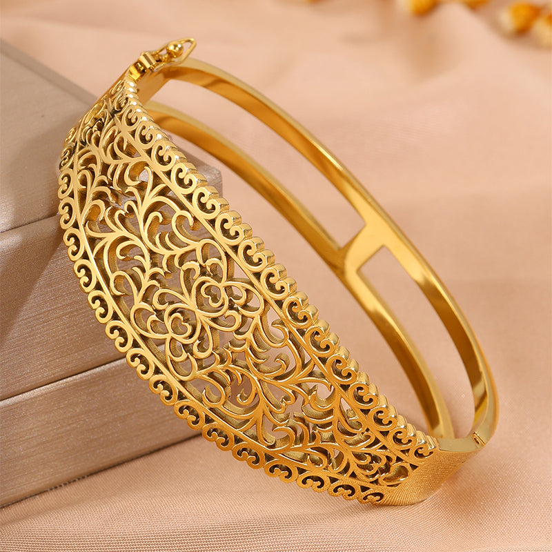 Solid Color Roman Style Bangle For Super Bowl Featuring 304 Stainless Steel With 18K Real Gold Plated And Stone-Free Inlay