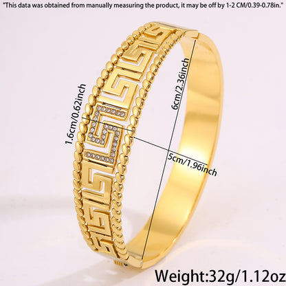 Bohemian Solid Color Bangle For Super Bowl Featuring 304 Stainless Steel With 18K Real Gold Plated And Rhinestones