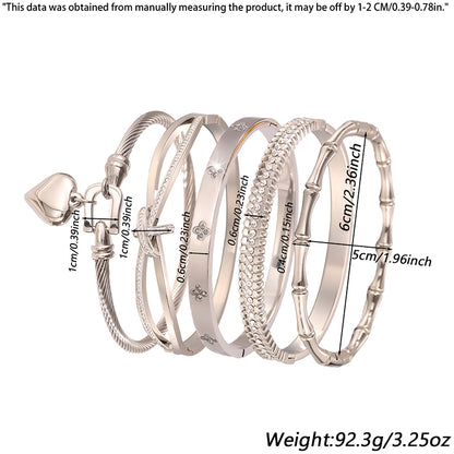 Roman Style Heart Shape Bangle For Super Bowl Featuring 304 Stainless Steel With 18K Real Gold Plated And Rhinestones Inlay