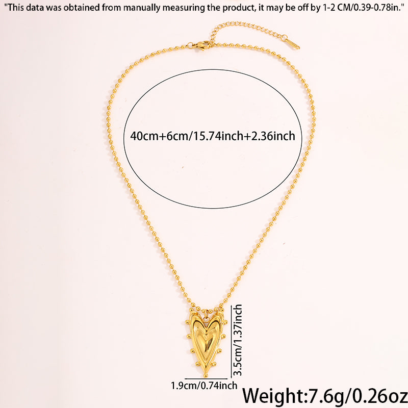 Heart Shape Necklace For Valentine's Day Featuring 304 Stainless Steel With 18K Real Gold Plated Cable Chain And Stone-Free Inlay
