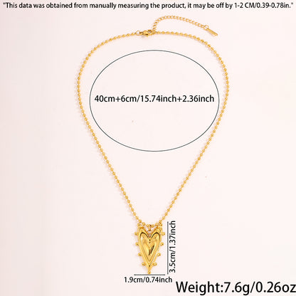 Heart Shape Necklace For Valentine's Day Featuring 304 Stainless Steel With 18K Real Gold Plated Cable Chain And Stone-Free Inlay