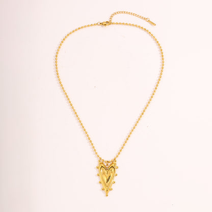 Heart Shape Necklace For Valentine's Day Featuring 304 Stainless Steel With 18K Real Gold Plated Cable Chain And Stone-Free Inlay