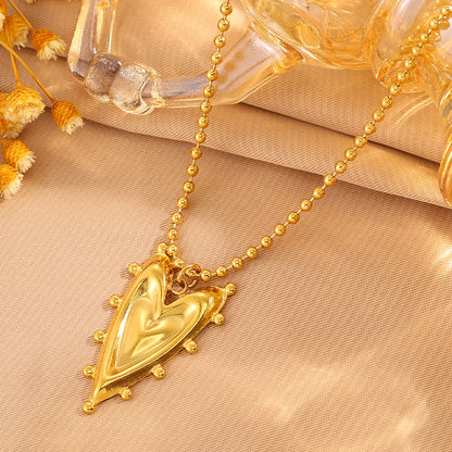 Heart Shape Necklace For Valentine's Day Featuring 304 Stainless Steel With 18K Real Gold Plated Cable Chain And Stone-Free Inlay