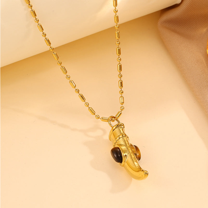 Bohemian Solid Color Necklace For Super Bowl Featuring 304 Stainless Steel With 18K Real Gold Plated And Stone-Free Inlay