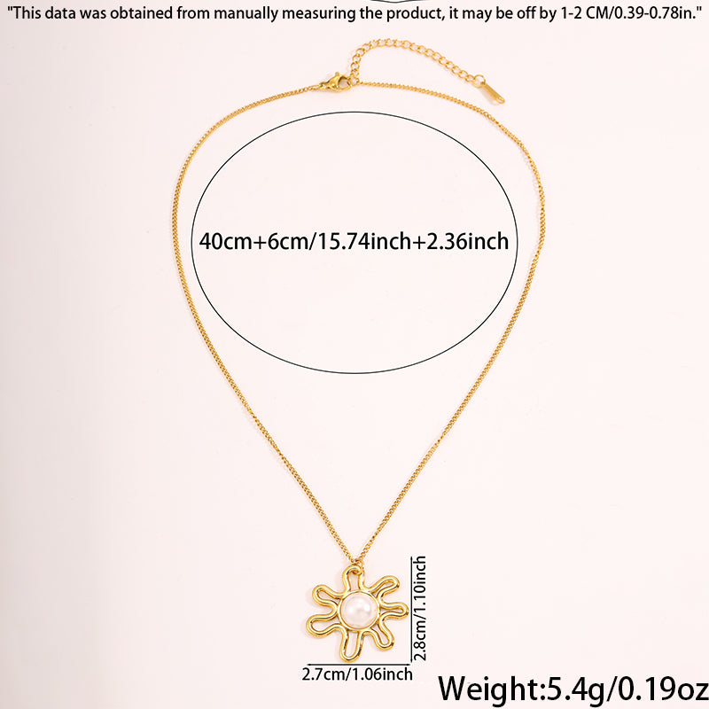 Solid Color Tropical Necklace For Super Bowl Featuring 304 Stainless Steel With 18K Real Gold Plated And Imitation Pearl Inlay