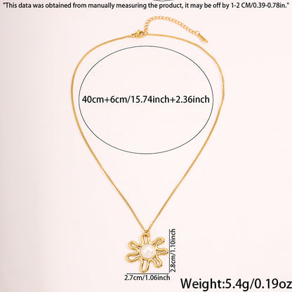 Solid Color Tropical Necklace For Super Bowl Featuring 304 Stainless Steel With 18K Real Gold Plated And Imitation Pearl Inlay