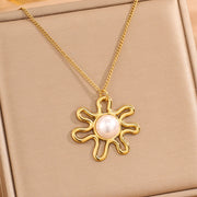 Gold Irregular Sun Pearl Necklace
