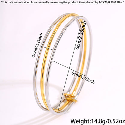 For Wedding Season Solid Color Unisex Bangle In 304 Stainless Steel With 18K Real Gold Plated Finish And Stone-Free Design