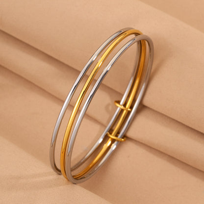 For Wedding Season Solid Color Unisex Bangle In 304 Stainless Steel With 18K Real Gold Plated Finish And Stone-Free Design