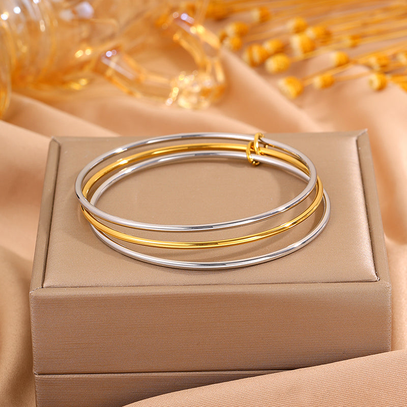 For Wedding Season Solid Color Unisex Bangle In 304 Stainless Steel With 18K Real Gold Plated Finish And Stone-Free Design