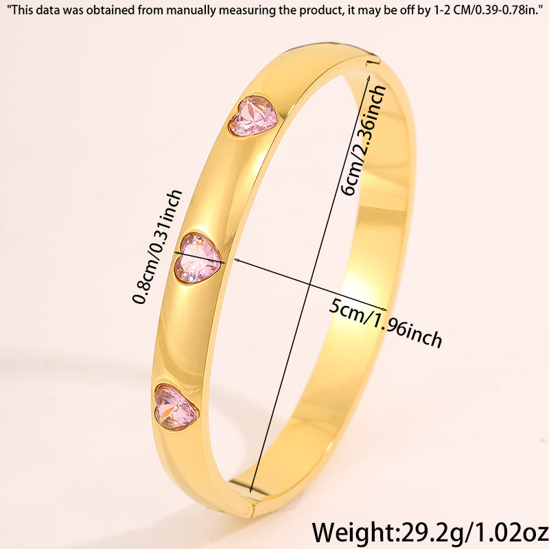 Solid Color Unisex Bangle For Super Bowl Featuring 304 Stainless Steel With 18K Real Gold Plated And Rhinestones
