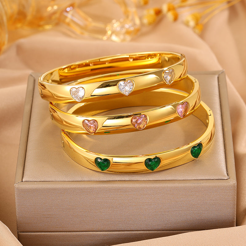 Solid Color Unisex Bangle For Super Bowl Featuring 304 Stainless Steel With 18K Real Gold Plated And Rhinestones