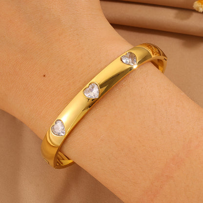 Solid Color Unisex Bangle For Super Bowl Featuring 304 Stainless Steel With 18K Real Gold Plated And Rhinestones