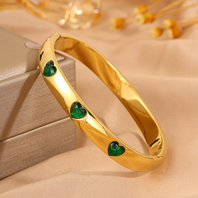 Solid Color Unisex Bangle For Super Bowl Featuring 304 Stainless Steel With 18K Real Gold Plated And Rhinestones