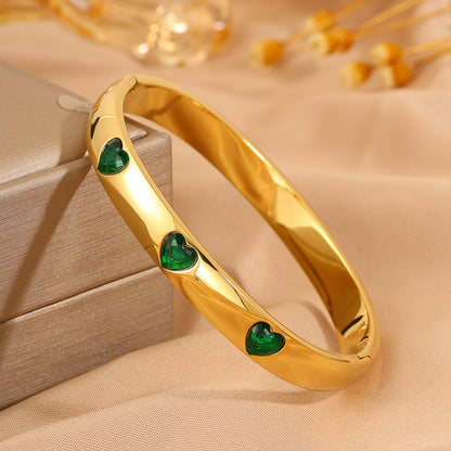 Solid Color Unisex Bangle For Super Bowl Featuring 304 Stainless Steel With 18K Real Gold Plated And Rhinestones