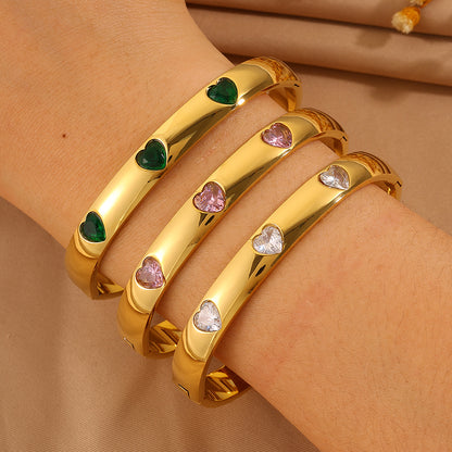 Solid Color Unisex Bangle For Super Bowl Featuring 304 Stainless Steel With 18K Real Gold Plated And Rhinestones