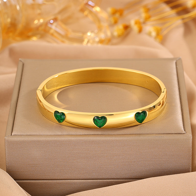 Solid Color Unisex Bangle For Super Bowl Featuring 304 Stainless Steel With 18K Real Gold Plated And Rhinestones