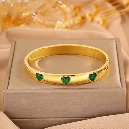 Solid Color Unisex Bangle For Super Bowl Featuring 304 Stainless Steel With 18K Real Gold Plated And Rhinestones