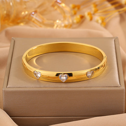 Solid Color Unisex Bangle For Super Bowl Featuring 304 Stainless Steel With 18K Real Gold Plated And Rhinestones