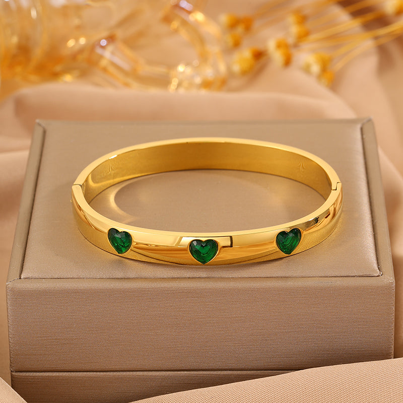 Solid Color Unisex Bangle For Super Bowl Featuring 304 Stainless Steel With 18K Real Gold Plated And Rhinestones