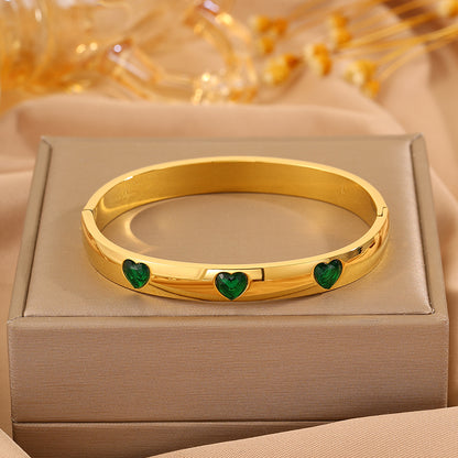 Solid Color Unisex Bangle For Super Bowl Featuring 304 Stainless Steel With 18K Real Gold Plated And Rhinestones