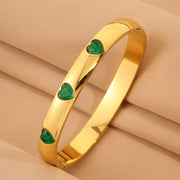 Green Three Hearts Big Diamond Bracelet